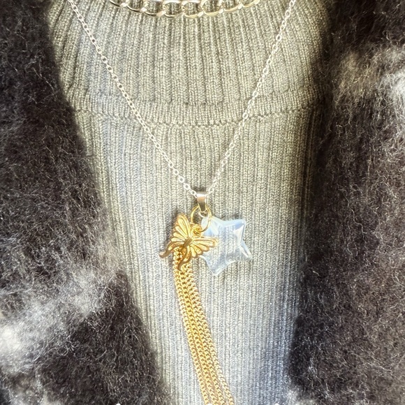 SILVER  MOONSTONE CHARMS  NECKLACE - Picture 3 of 3
